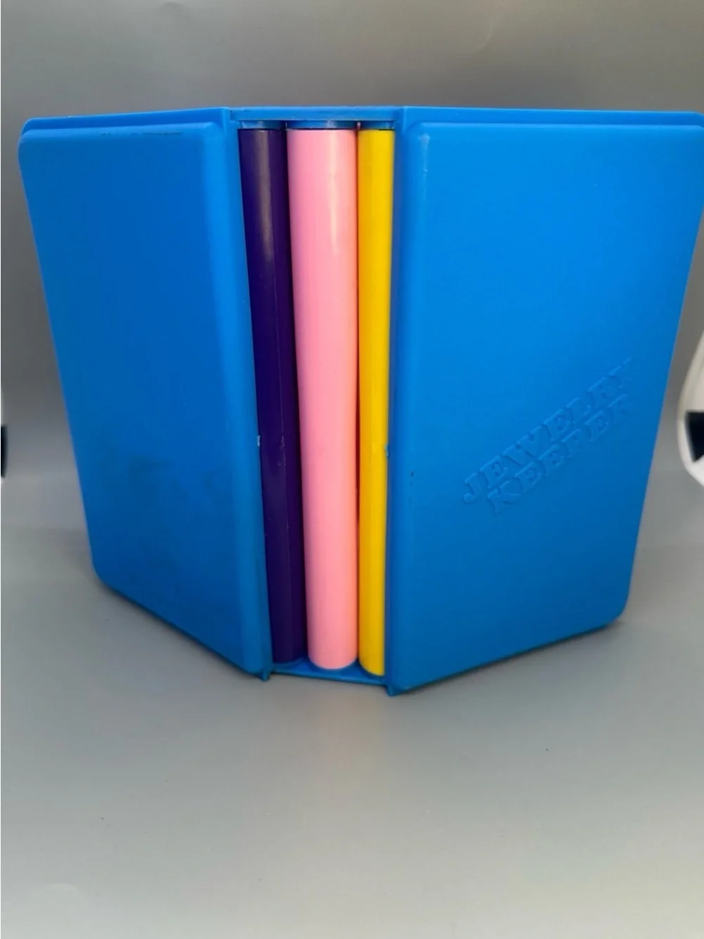 Vintage Emson Jewelry Keeper Plastic Storage Box Book Trifold Travel Case 1988